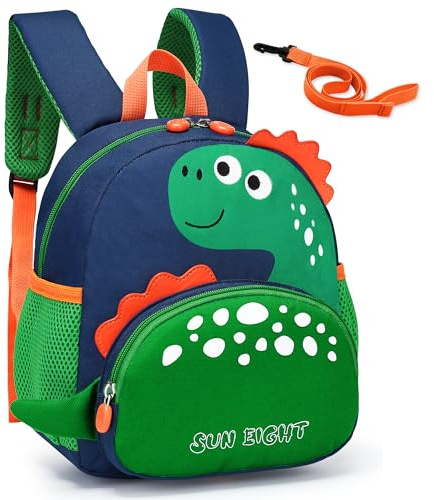 Domueay Toddler Backpack Kids School Bag Boys Cute Dinosaur Backpack Nursery Kindergarten Children's Backpack with Reins Lightweight Waterproof Preschool Rucksack 1-5 Years