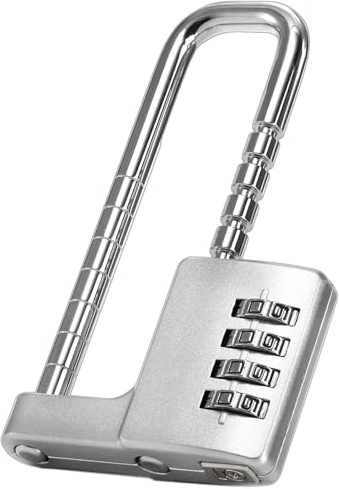 Hiceeden U Shaped Cabinet Combination Lock, 4 Digit Stainless Steel Padlock with Code, Adjustable 4.5 Inch Long Shackle Lock for Kitchen, Gym, School, Silver, 2.5 Inch Width