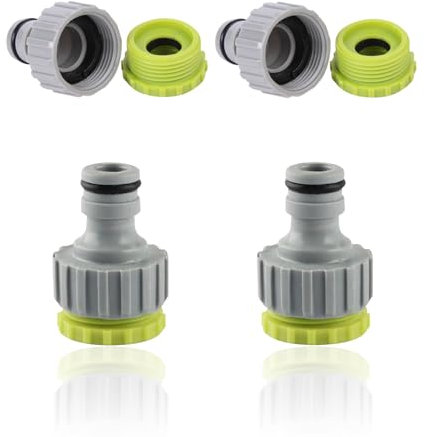 4 Pezzi Attacco Rapido Acqua Adattatore Rubinetto Canna Acqua Sdoppiatore Rubinetto Giardino 3/4 Attacco Tubo Acqua Giardino 1/2 1/2'' 3/4'' 2in1 Per Il Collegamento Del Rubinetto/Tubo Dell'acqua