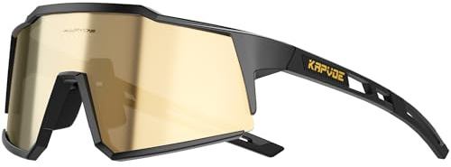 KAPVOE Occhiali da Ciclismo 4 Lenti UV400 TR90 Uomo Donna K9022 | 4 lenti: PC rossa giorno, nera polarizzata, trasparente notte, gialla poca luce; UV400, circa 34g TR90
