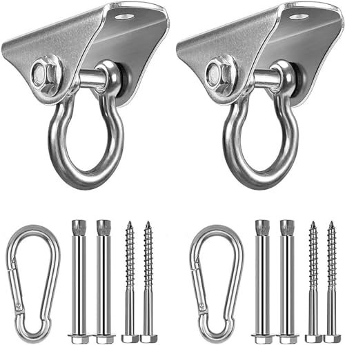 Trusttread kraftiga hängkrokar – 450 kg kapacitet 90° gunghängare för inomhus/utomhusbruk, takkrokar i rostfritt stål för yogahängmattor, stolar och fitnessutrustning (2-pack)
