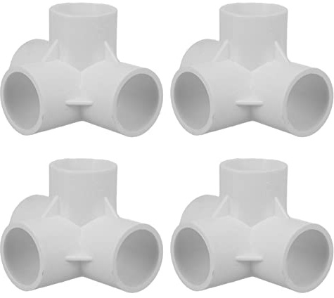 ULTECHNOVO Adaptador PVC de 4 Vías Conector de Codo para Proyectos de Bricolaje Accesorios de Tubería de Plástico 4 Piezas Resistente Corrosión para Muebles y