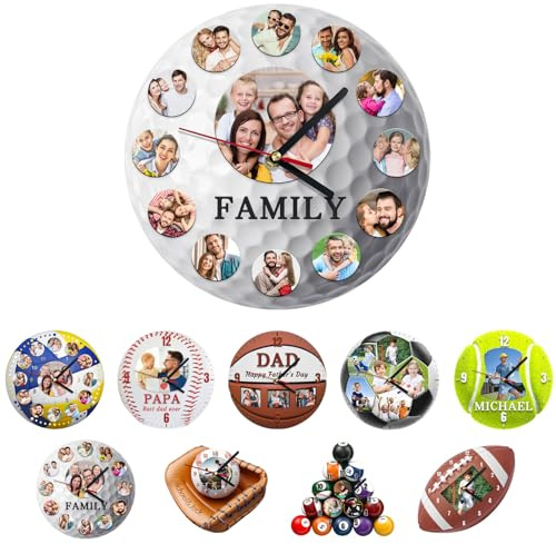 Reloj de pared personalizado, reloj personalizado con imagen, reloj de pelota deportiva silencioso personalizado, adecuado para sala de estar, dormitorio infantil, regalo de cumpleaños y Navidad