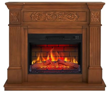ArtiFlame Elektrokamin Toscana AF23BS, Elektrischer Standkamin mit Heizung 1800 W, realistischer 3D-Flammeneffekt, LED-Beleuchtung, Fernbedienung, Timer, Thermostat, Knistereffekt, MDF (Eiche)