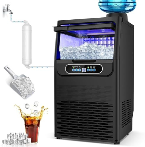 kommerzielle Eismaschine Eiswürfelmaschine, 45 kg/24 Std. – Hohe Leistung mit 9 kg Eisvorrat, Einbau- & Standgerät mit Selbstreinigung & Timer für Hausbars & Gastronomie