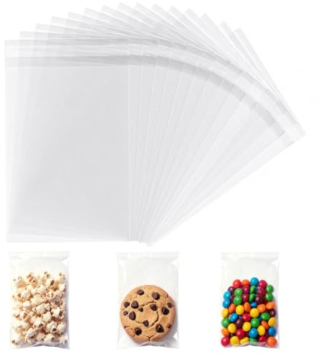RITOLLO 200-Pack Self-Adhesive Cellophane Bags, 8 x 13 cm