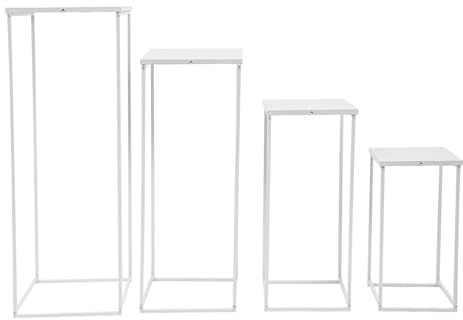 Lot de 4 supports de fleurs décoratifs - 45 cm/60 cm/75 cm/90 cm de haut - Vase de fleurs géométrique - Vase de sol en métal - Support pour plantes - Présentoir rectangulaire pour décorations de fête