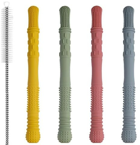 4 Pcs Tubes de Dentition en Silicone Alimentaire, Matériau sans BPA