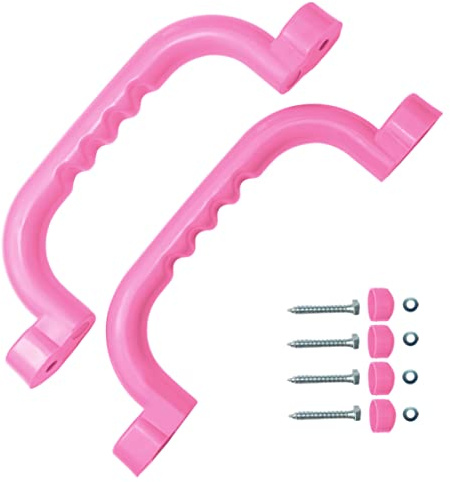 OTITU Agarraderas para Áreas De Juegos Conjunto De Agarraderas 2 Piezas - Rejas De Escalada Agarraderas Área De Juegos para Niños Antideslizantes Casas sobre Pilotes Casas De Juegos Rosa