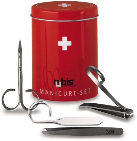 Rubis Swiss Box – Set per la cura delle unghie in confezione regalo – Set manicure con pinzette, tagliaunghie, forbici per unghie, frecce per unghie – Set per unghie