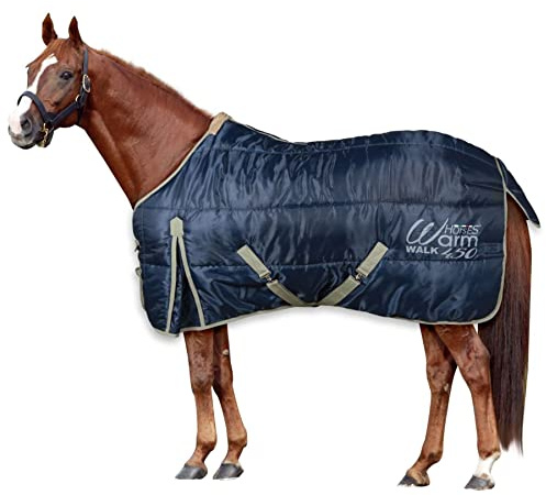 Horses, Chevaux Couverture d'Hiver Warm Walk pour Cheval 450g, Douce, Confortable, Idéale pour Box, Résistante, avec Bretelles Croisées (135cm)