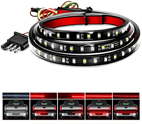Nilight 48”/49” LED Tailgate Light Strip 90 LED Red/White for Running Light Brake / Turn Signal / Reverse Light，2 Years Warranty