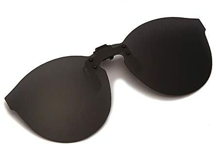 YAMEIZE Polarized Clip-on Sunglasses Anti-Glare UV400 Protection Flip Up Rimless Lens for Prescription Glasses (Grey)