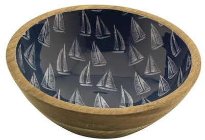 Sea-Club Scodella – Barca a vela, in legno di mango, smaltato, diametro: 20 cm, altezza: 7,5 cm