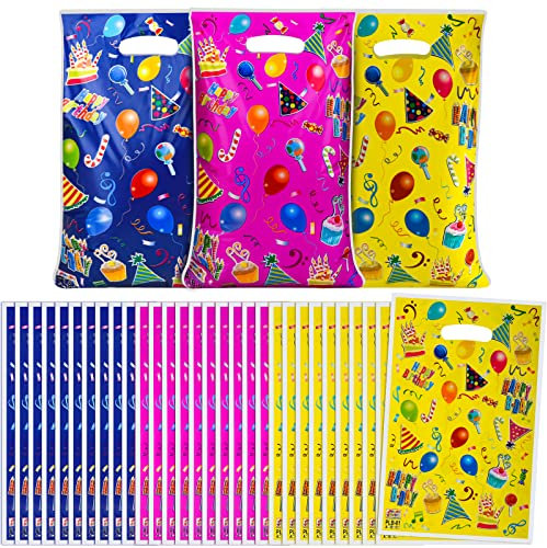 ASTARON Geburtstagstüten für Kinderpartys, 30 Stück Geburtstagsfeier-Geschenktüten, Mädchen und Jungen, Geburtstagsfeierzubehör, Geburtstagsgeschenktüten, Plastiktüten für Geburtstagsfeiern