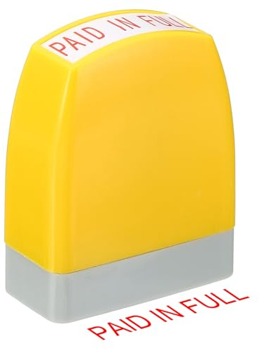 PATIKIL Paid in Full Notice Stamp Self Inking, Red Ink Office Stamps Pre Inked Message Stamp Refillable Business Stamp, Yellow