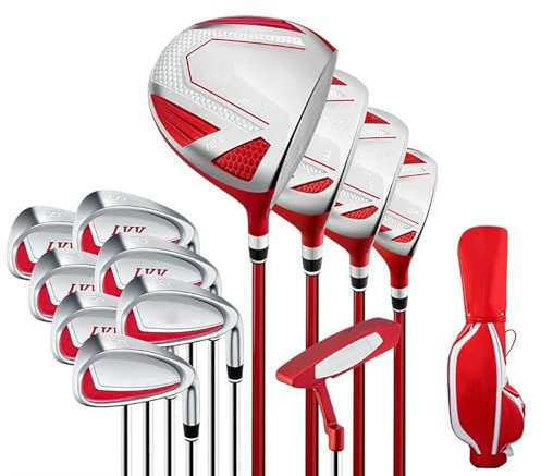 Komplettes Golfschläger-Set, 12-teilig, inklusive Driver, inklusive 460-cc-Legierungs-Driver, 3 und #5 Fairwayhölzer, Hartholz, 5#, 6#, 7#, 8#, 9#, Pw#, Sw# Eisen, Putter und Damengolf Tasche (Size :