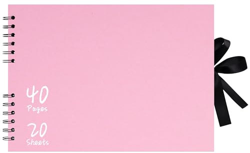 Vienrose Álbum de Fotos 29x21,5 cm, Álbum Scrapbooking DIY con 40 Páginas Papel Kraft Negro Grueso, Álbum Fotos para Pegar y Escribir para Bebé, Matrimonio, Familia y Viajes, Rosa