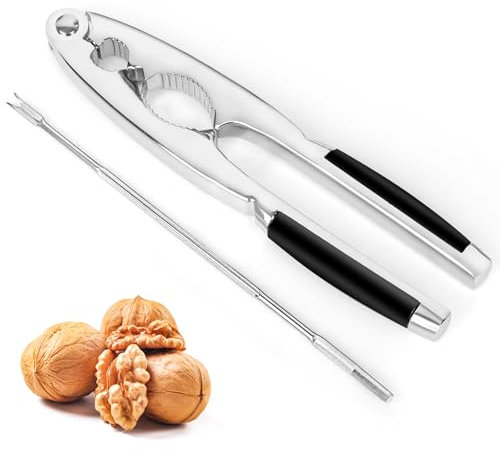 ChromLives Cascanueces Nueces de Nogal Cascanueces de Metal con Mango Antideslizante, Tenedores de Acero Inoxidable, Abrelatas de Nueces para Nueces de Pecan, Nueces, Almendras, Avellanas, Pistachos