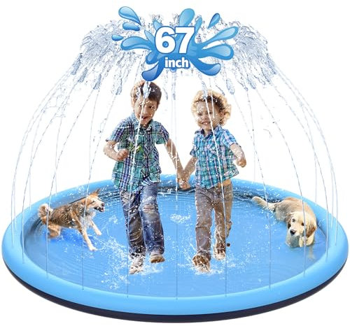 CACSPS Tapis Anti-éclaboussures antidérapant de 170 cm pour Enfants et Chiens, arroseur épais, Jouets Aquatiques d'été en Plein air, pataugeoire Extra Large pour Enfants