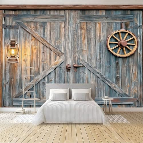 Mural De Pared De Tela No Tejida 350 x 256 cm Papel Tapiz Fotográfico Personalizado Estilo Cinematográfico Retro Puerta De Granero Papel Tapiz Para Dormitorio Sala De Estar Fondo De Tv Sofá Marrón