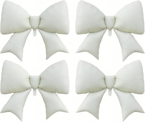 Ballons Blanc avec Nœud, 4 Pièces Ballons en Forme D'Arc, Ballon en Aluminium Avec Nœud, pour Anniversaire Mariage Saint Valentin Baby Shower