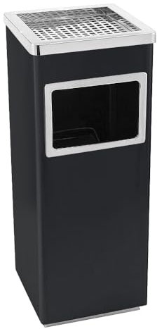 homewell Cenicero de pie XXL para exteriores y exteriores, 2 en 1 y cubo de basura cuadrado de 48 l, cubo interior extraíble, revestimiento de polvo macizo, 30 x 24 x 60 cm