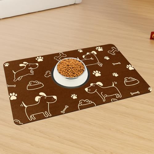 Tappetino per Animali Domestici 60x40 cm, Gomma Antiscivolo Tappetino Sottociotola per Cani, Terra Diatomacea Super Assorbente Ad Asciugatura Rapidatappetino Cibo Gatto, Facile da Pulire Ciotole Cane
