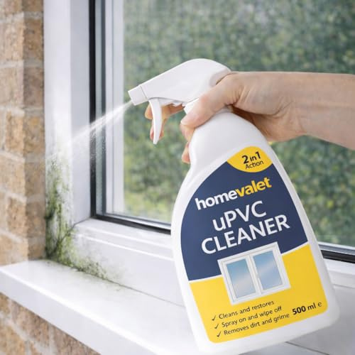The Home Valet Company UPVC Cleaner 500ml – Bleach Free Formula UPVC Cleaner for Windows and Doors – Removes Mould & Dirt Marks – Ideal for Soffits Cladding, Guttering & More