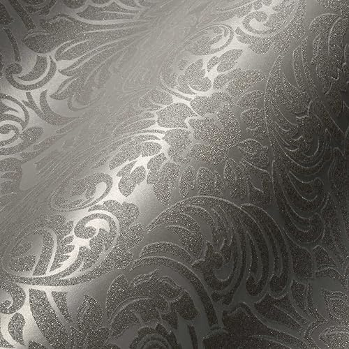 Architects Paper 305451 30545-1 Non-Woven Wallpaper with Glass Beads Luxury Wallpaper with Ornaments Baroque 10.05 m x 0.52 m Cream Metallic Made in Germany