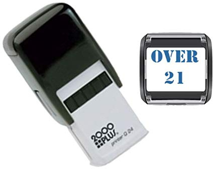 OVER 21 Hand Stamp - suitable for Festivals, Parties, Clubs, Special Events, Bars etc. (Blue)