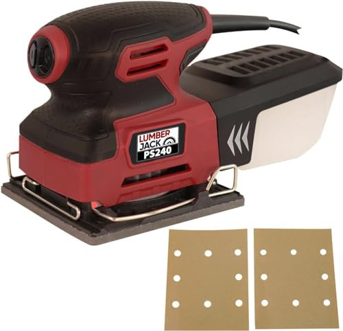 LUMBER JACK PS240 Detail Palm Sander with GripZone, Dust Extraction & Quick Sandpaper Change, Lightweight, Single Handed Operation, Ideal for Wood, Metal & Plastic Projects