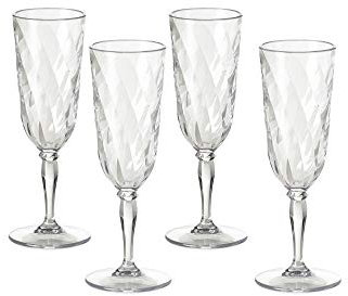 omada Design 4 Verres pour champagne ou flute de 17,5 cl ligne Diamond Trasparent