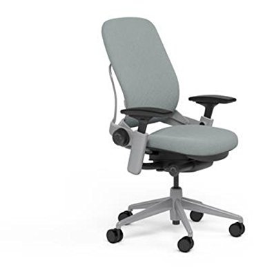 Steelcase Leap Desk Task Chair in Buzz2 5G64 Alpine Fabric - 4-Way Highly Adjustable Arms - Platinum Frame and Base - Soft Dual Wheel Hard Floor Casters