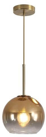 KCO Lighting Glass Globe Hanging Light Fixture Modern Gold Pendant Lights Kitchen Island Mid Century Dining Room Hanging Light Fixtures Over Table Single Pendant Light