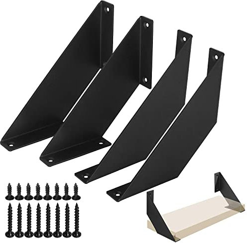 ChasBete Regalhalterung Schwarz Regalwinkel, Metall Regalträger & -stützen für Wandregale, 4er set, 20cm