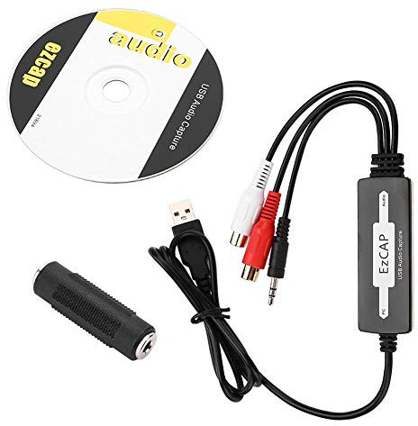 Tarjeta de Captura de Audio USB - Grabadora de Sonido para Casetes de Giradiscos a MP3/WAV, Estéreo de Dos Canales