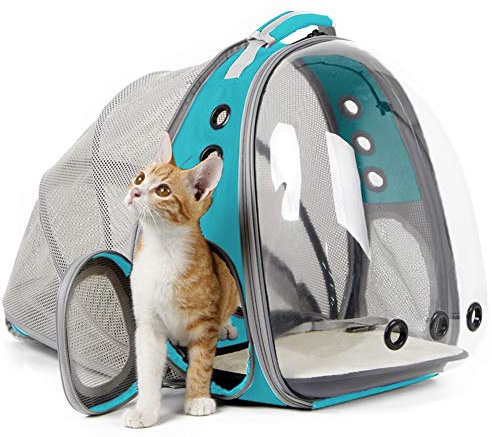 Sac à Dos à Bulles Transparent Interfashioner® avec Extension Dorsale pour Chats, Lapins et Petits Chiots jusqu'à 5.5 kg, Sac de Transport pour Chat vers Le vétérinaire