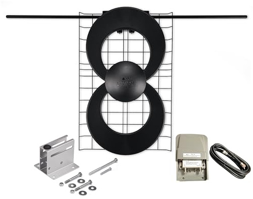 Antennas Direct ClearStream 2 RV Amplified On-The-Go TV Antenna, UHF VHF, Multi-Directional, 60+ Mile Range, 4K 8K UHD, NEXTGEN TV – w/Adaptive Hardware