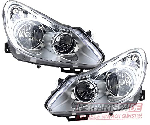 Johns, Scheinwerfer Satz passend für Opel Corsa Scheinwerfer D 07/06-12/10 Set li+re. Chrom Rahmenfarbe