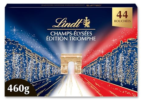 Lindt - Boîte CHAMPS-ÉLYSÉES Édition Triomphe - Assortiment de Chocolats au Lait, Noirs et Blancs - Pralinés, Croustillants et Onctueux - Idéal pour Noël, 460g