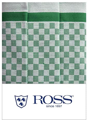 Ross 3er Pack Zwirn Halbleinen Geschirrtücher Karo grün, 50x70 cm