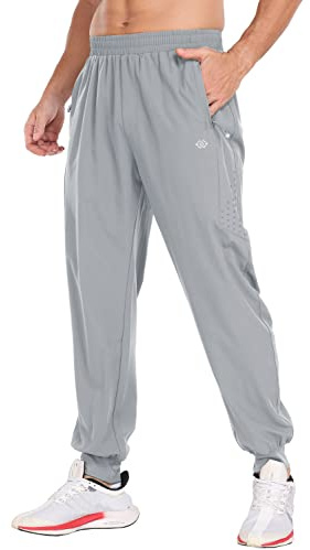 MoFiz Pantalones Deportivos Ligeros de Chándal Hombre Pantalón Largo de Secado Rápido Jogger con Bolsillos de Cremallera