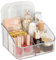 JessLab Maquillaje Organizador, Pet Cuidado de la Piel Organizadores con 5 Compartimento Cosmética Almacenamiento Maquillaje Organizadores para Escritorio Armario Baño Vanidad Encimera, Transparente