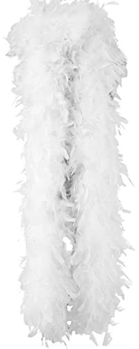 Federboa zum Basteln, MoreChioce 2M 90g Truthahnfeder Boa Flauschige Truthahnfedern Flauschige Federstola Marabufedern Schal Federschal für Halloween Hochzeit Party Kostüm Zubehör,Weiß