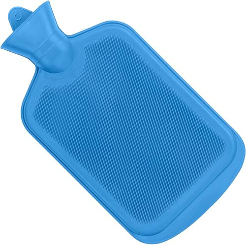 SteadMax Hot Water Bottle 2L (68oz), Natural Rubber, BPA Free, Pain Relief, Heating Pad, Bed Warmer, Large Portable Heat Pack for Back, Neck, Menstrual Cramps (1 Pack, Blue)