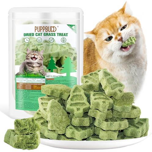100g Katzengras Snacks, Gefriergetrocknet Katzengras für Katzen, Katzengras Fertig Gewachsen für die Zahnpflege, Katzengras Sticks Haarknäuel Entfernen