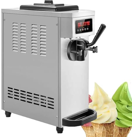 WOTZOV Macchina per Gelato Commerciale da 1500 W, gelatiera Soft-Serve da 4,7-5,3 Gal/h, monogusto, con Display a LED, per ristoranti, Bar, Snack Bar, Fast Food