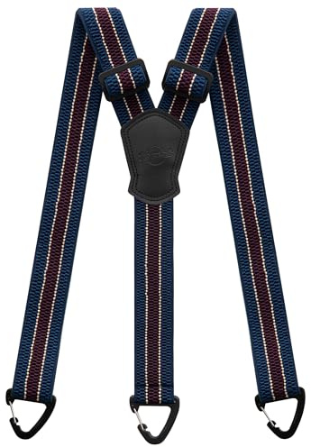 Kohentact Bretelles pour Hommes Extra Résistantes – 3,8 cm de Largeur, Portables Sous les Vêtements, 3 Passants à Boutons-Pression, Idéales pour Pantalons de Travail, Ski et Salopettes