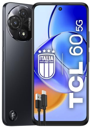 TCL 60 5G, Smartphone 5G, Display NXTVISION 6.8 120Hz HD+, RAM 16GB, Memoria 256GB, Doppia Fotocamera 50MP con Macro + 5MP UW, Batteria 5200mAh, 18W Fast Charge, Space Grey +Cavo USB-C Aggiuntivo